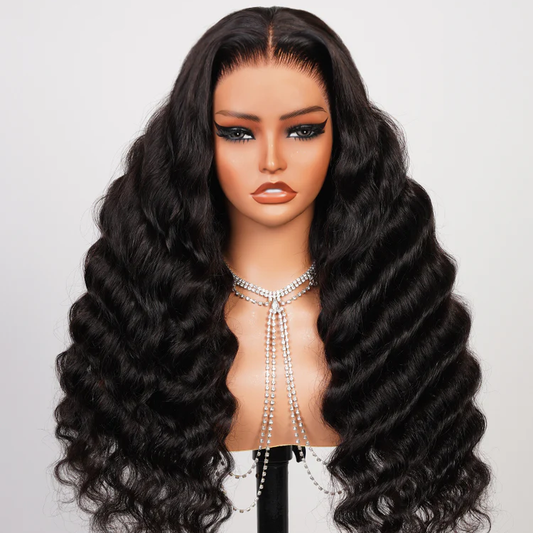 Glueless Wig Loose Deep Wave Natural Black 100% Human Hair Wig