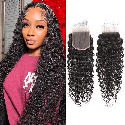 Deep Wave Lace Closure 4*4 HD Closure Piece Deep Weave Lace Closure