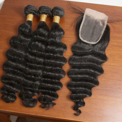 Loose Deep Curly Hair Indian Hair Weave Bundles Wavy Hair Virgin Human Hair Extension