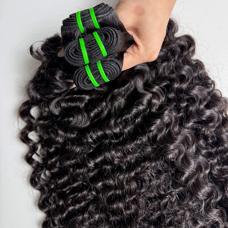 Burmese Curly Human Hair Bundle 18 Inch, 100% Burmese Virgin Human Hair Bundle