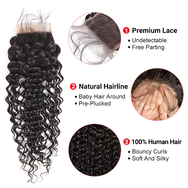 Deep Wave Lace Closure 4*4 HD Closure Piece Deep Weave Lace Closure