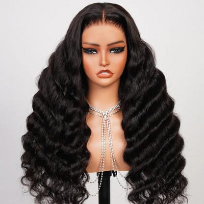 Glueless Wig Loose Deep Wave Natural Black 100% Human Hair Wig
