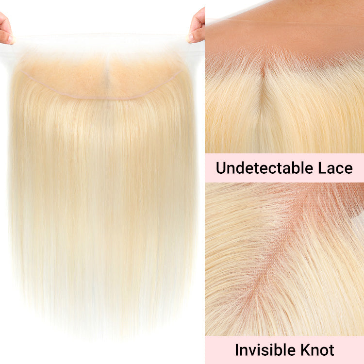 #613 Blonde Straight Virgin Hair with Transparent & HD 13*4 Lace Frontal Closure