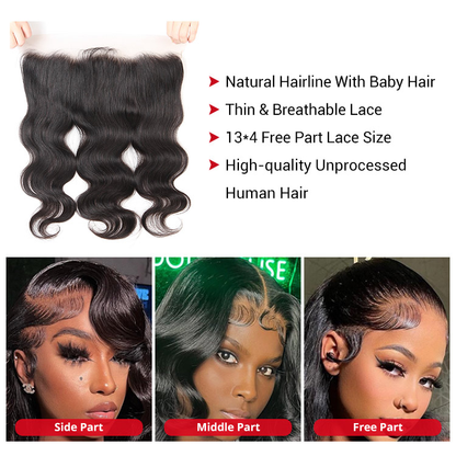 Invisible 13x4 HD Lace Frontal Body Wave Human Hair 13x4 Transparent Lace