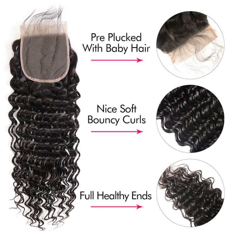 Deep Wave Lace Closure 4*4 HD Closure Piece Deep Weave Lace Closure