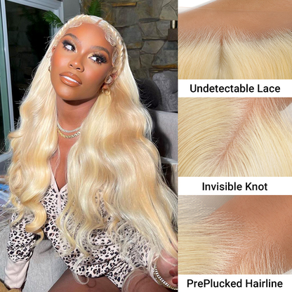 #613 Blonde Straight Virgin Hair with Transparent & HD 13*4 Lace Frontal Closure