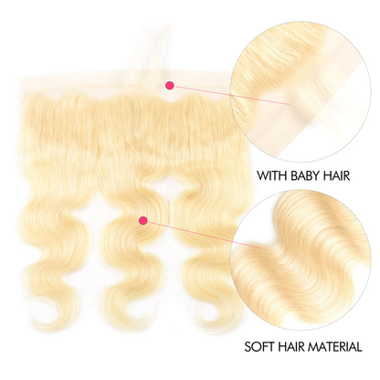 #613 Blonde Straight Virgin Hair with Transparent & HD 13*4 Lace Frontal Closure