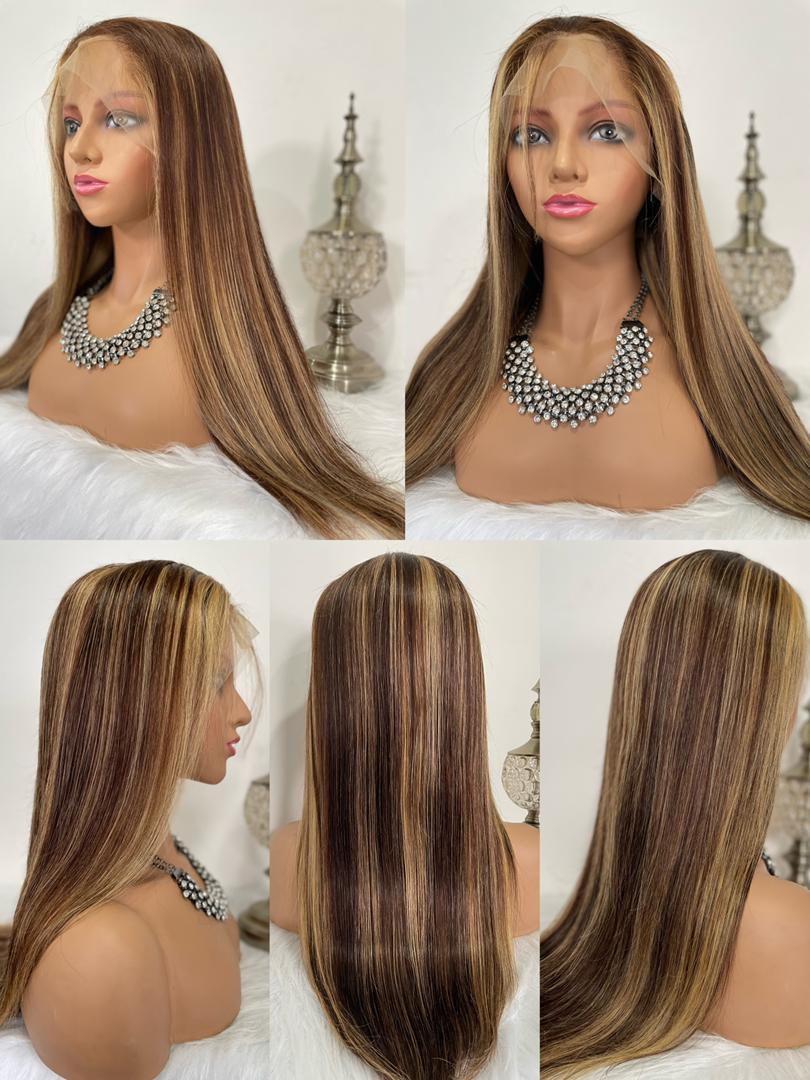 Pre-Styled Straight Highlight Wig Glueless 13x4 Body Wavy Lace Front Wig