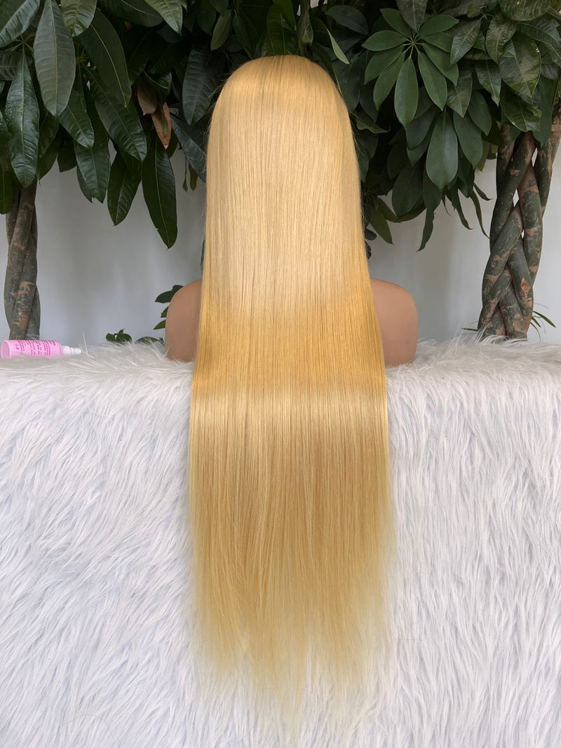 613 Blonde Long Straight and Body Wave Human Hair Super Invisible Lace Front Wigs