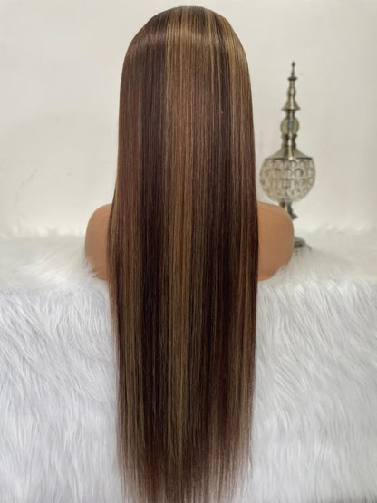 Pre-Styled Straight Highlight Wig Glueless 13x4 Body Wavy Lace Front Wig