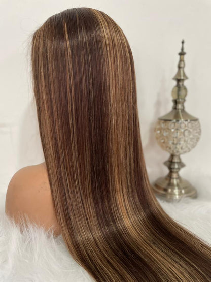Pre-Styled Straight Highlight Wig Glueless 13x4 Body Wavy Lace Front Wig