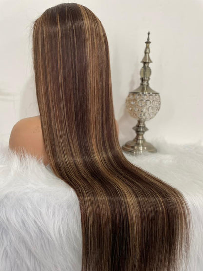 Pre-Styled Straight Highlight Wig Glueless 13x4 Body Wavy Lace Front Wig