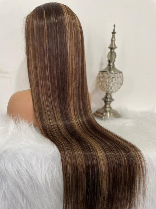 Pre-Styled Straight Highlight Wig Glueless 13x4 Body Wavy Lace Front Wig