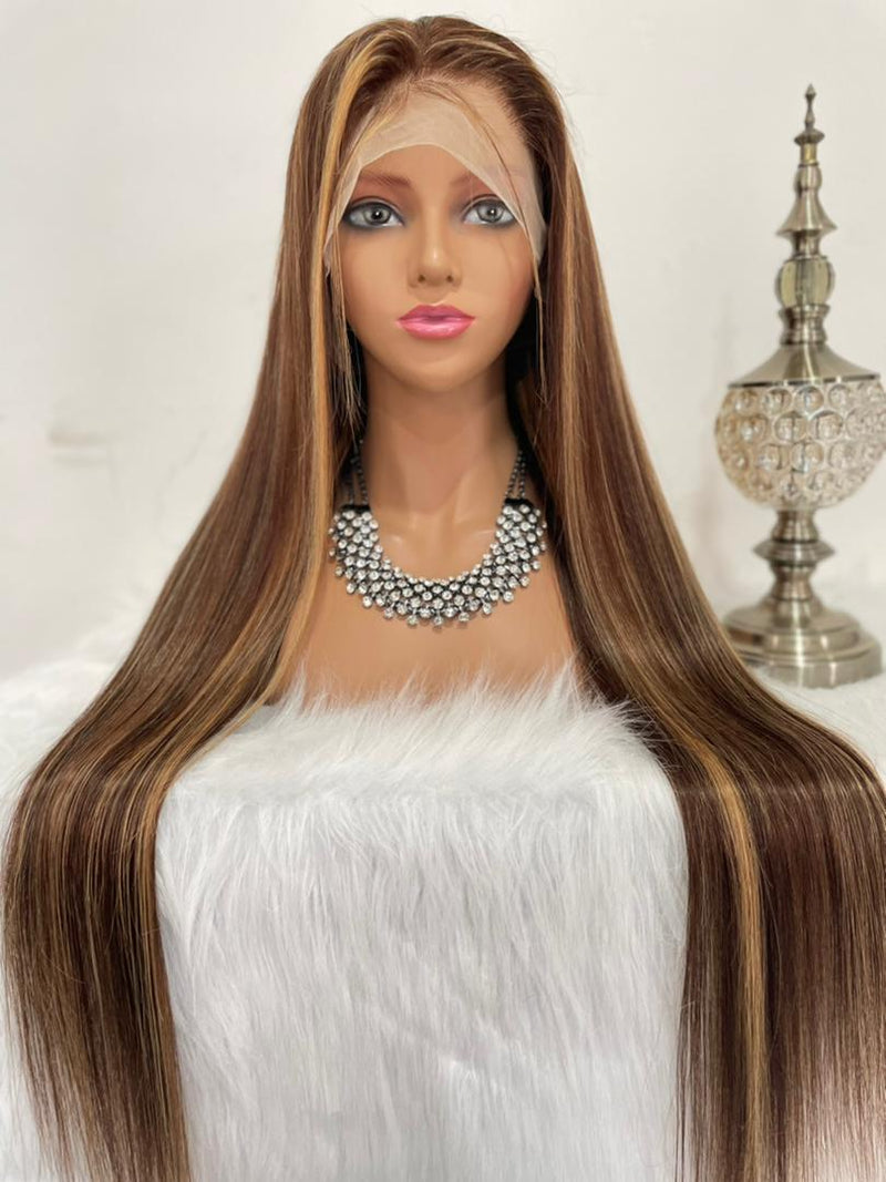 Pre-Styled Straight Highlight Wig Glueless 13x4 Body Wavy Lace Front Wig