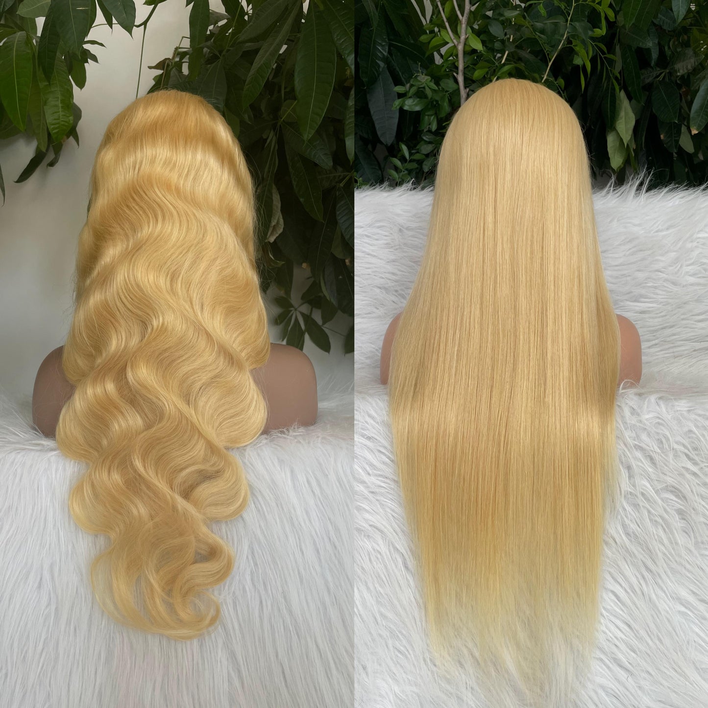 613 Blonde Long Straight and Body Wave Human Hair Super Invisible Lace Front Wigs