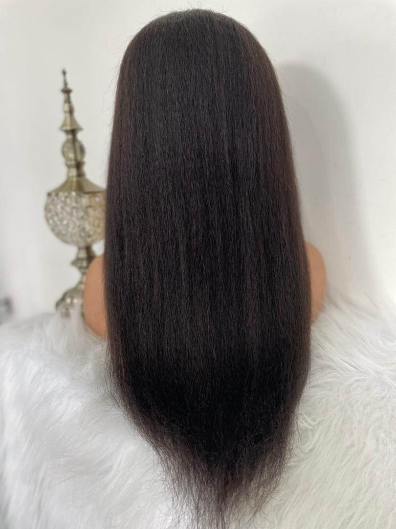 13x4 Natural Black Glueless Wig Kinky Straight 100% Human Hair Wig