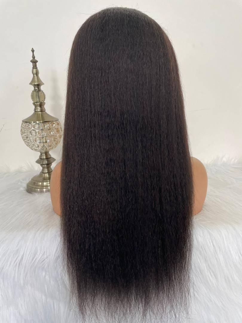 13x4 Natural Black Glueless Wig Kinky Straight 100% Human Hair Wig