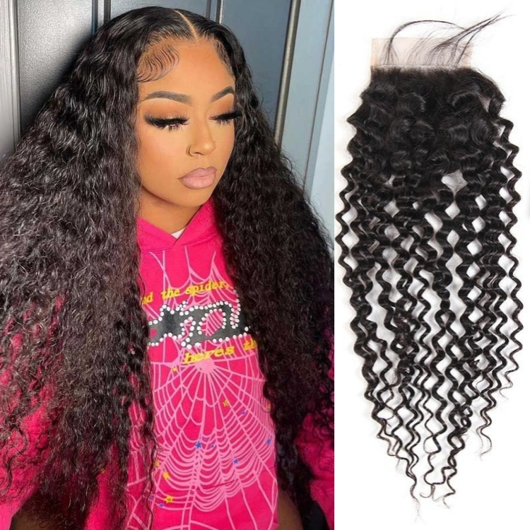 Peruvian Loose Wave Hair 4*4 Human Hair Undetectable Curly Lace Closure High Quality