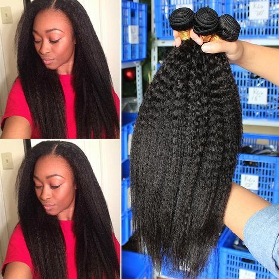 Kinky Straight Hair Indian Virgin Hair 3 Bundles High Quality Virgin Human Hair Yaki Straight Hair
