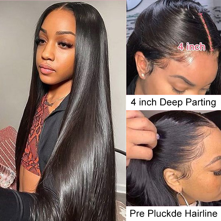Straight 4*4 Transparent Lace Closure Natural Black Human Hair Real HD Lace Hair Closure