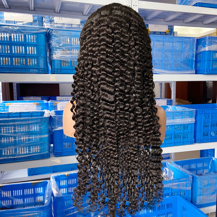 Deep Curly 13x4 HD Invisible Lace Frontal Wig – Wholesale Transparent Lace Human Hair Wig for Women