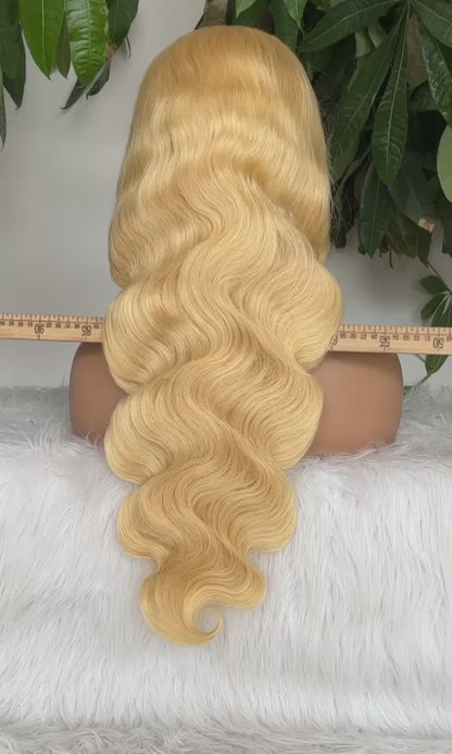 613 Blonde Long Straight and Body Wave Human Hair Super Invisible Lace Front Wigs