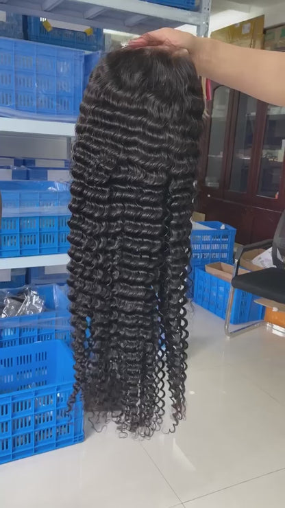 Deep Curly 13x4 HD Invisible Lace Frontal Wig – Wholesale Transparent Lace Human Hair Wig for Women