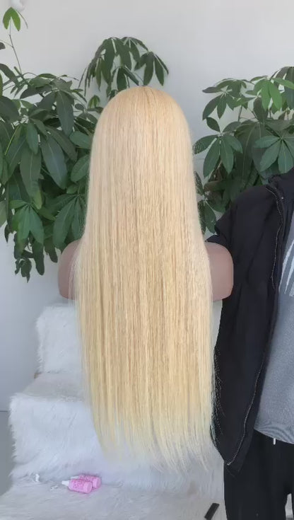 613 Blonde Long Straight and Body Wave Human Hair Super Invisible Lace Front Wigs